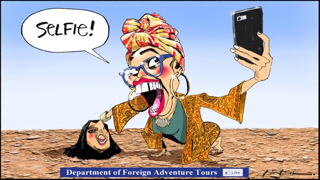 In February this year, this was the take of the late Bill Leak on Yassmin Abdel-Magied’s Middle East speaking tour.
