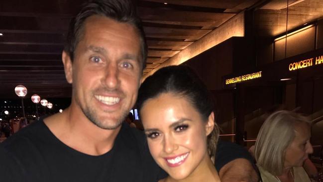 Newcastle Knights halfback Mitchell Pearce and fiancee Kristin Scott.