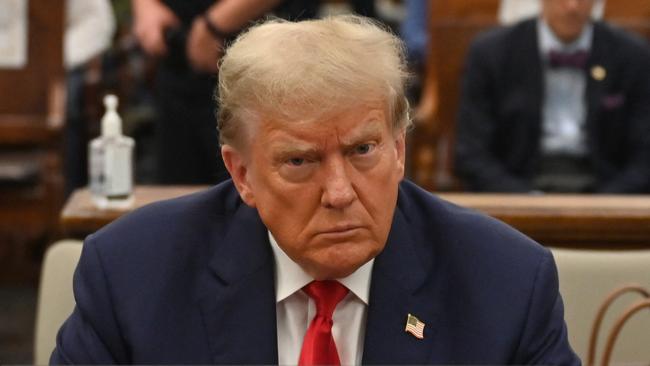 Former US President Donald Trump sits inside the courtroom during his civil fraud trial in New York. Picture: AFP