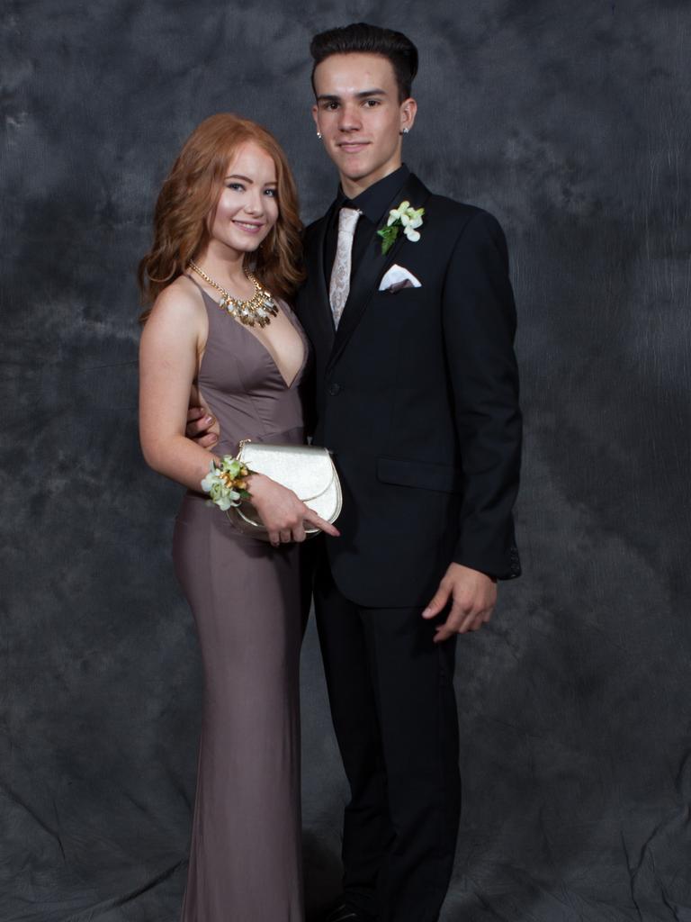 Jazzie Anderson and Jesse Schembri at the 2016 Centralian Senior College formal. Picture: CHARLIE LOWSON / NT NEWS