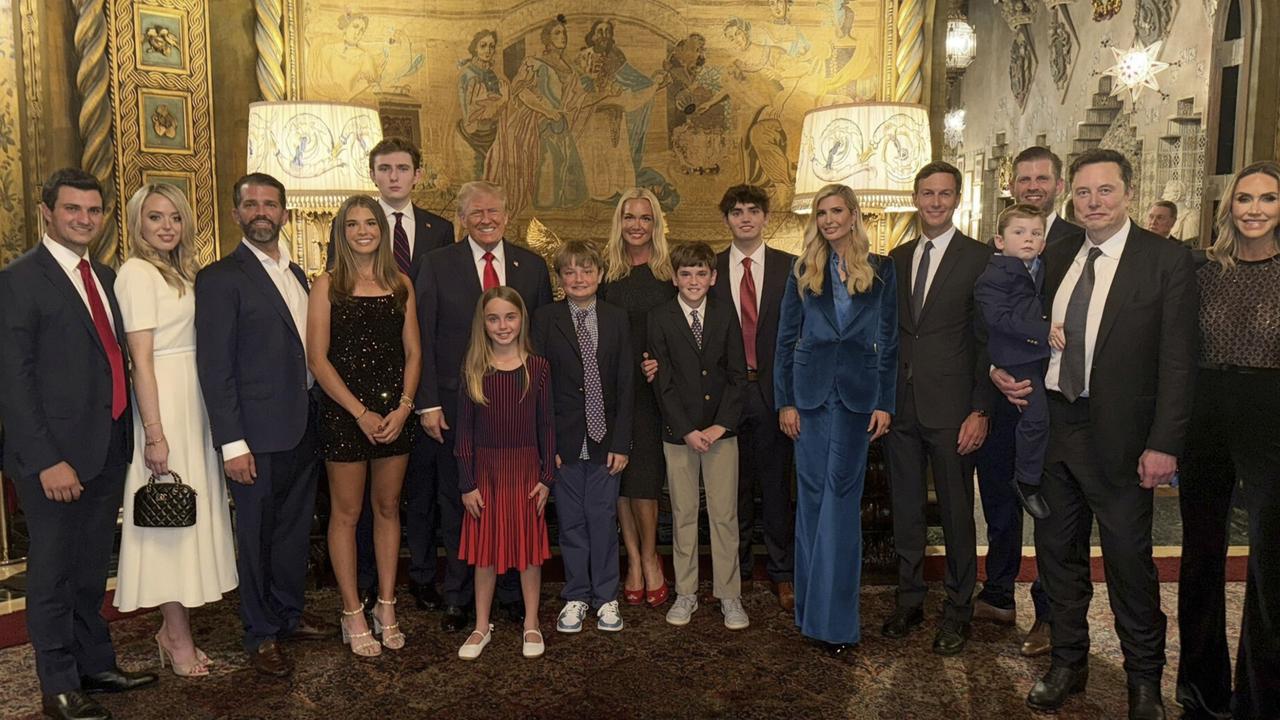 Elon Musk and his son were in a family snap with the Trumps in Mar-a-Lago. Picture: X/@KaiTrumpGolfs