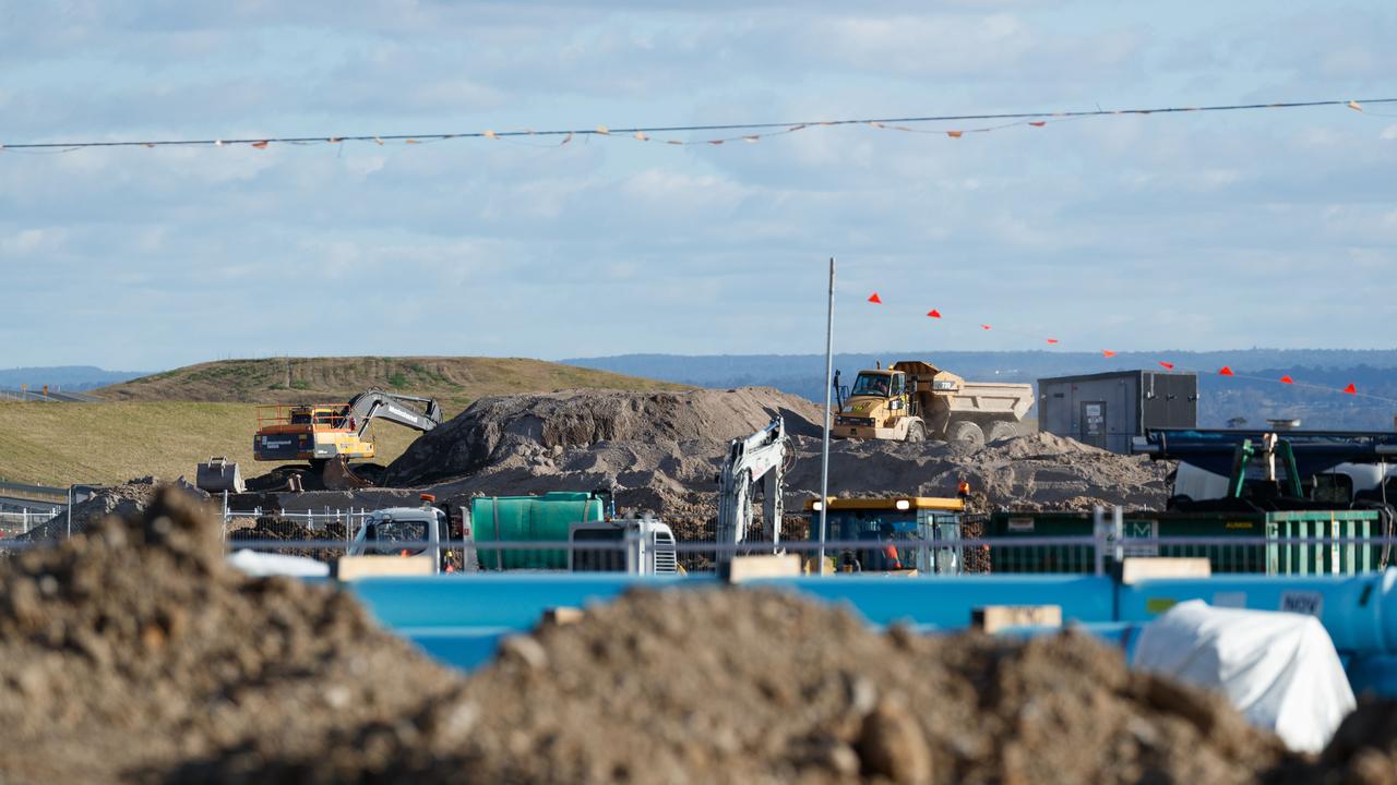 Construction at the Western Sydney Airport which is due to open in 2026. Picture: NewsWire / Max Mason-Hubers