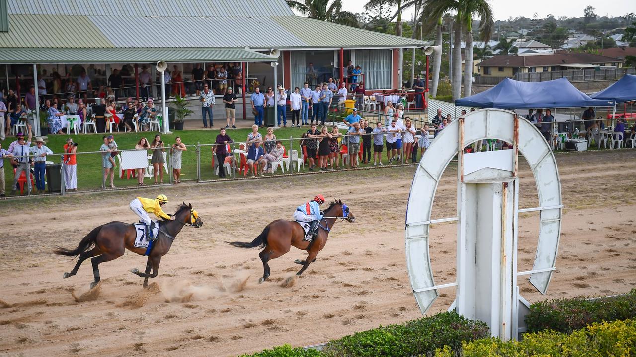 Al’s Briefs in front of Mista Busy at the finish line at the end of race four in a race meet last year. All races featuring Bundy horses will be run on television from now on.