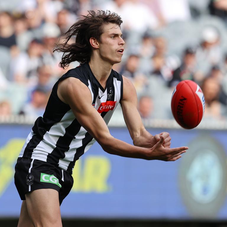 Caleb Poulter of the Magpies. Picture: Michael Klein