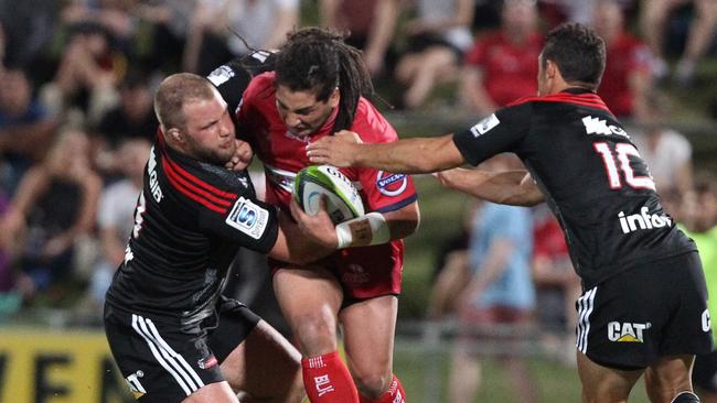 Saia Fainga'a charges into the Crusaders defence.