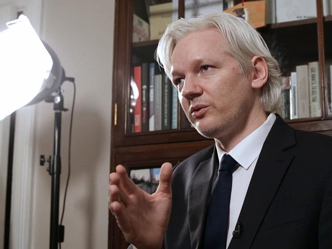 Julian Assange speaks to &lt;i&gt;Meet The Press&lt;/i&gt; and News Ltd journalist Charles Miranda inside the Ecuadorean embassy in London. Picture: Ella Pellegrini