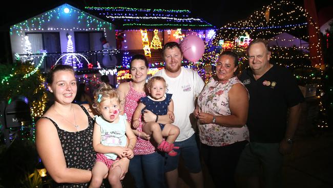 Rachel Waters, Sofia Waters, Vanessa King, Paisley Waters, Ryan Waters, Rosemarie King and Greg King. Picture: Justin Sanson