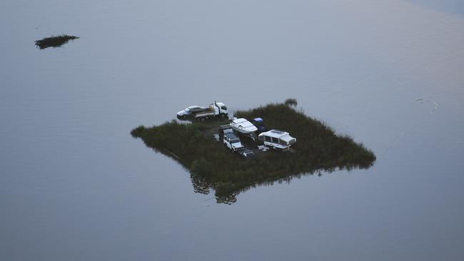 Flood affected areas are seen from a helicopter in the Windsor area. Picture: Getty Images