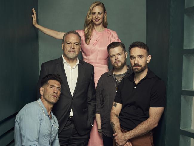 Daredevil: Born Again Cast together again (from left (Jon Bernthal, Vincent D'Onofrio, Deborah Ann Woll, Elden Henson, Charlie Cox.