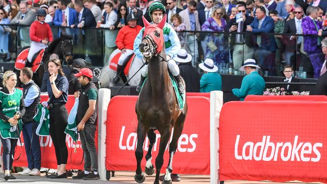 Bulawayo (Rhys McLeod) heads out for the Drummond Golf Vase at Moonee Valley last month. Picture: Brett Holburt / Racing Photos