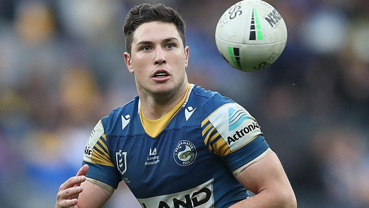 SYDNEY, AUSTRALIA - JUNE 20: Mitchell Moses of the Eels in action during the round 15 NRL match between the Parramatta Eels and the Canterbury Bulldogs at Bankwest Stadium, on June 20, 2021, in Sydney, Australia. (Photo by Mark Metcalfe/Getty Images)