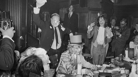 Mick Jagger and co let fly with custard pies at The Gore in 1968. Pictures: Getty Images