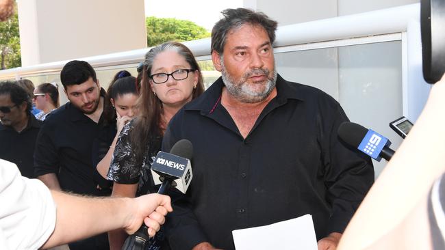 Mehali’s grandfather Michael Pastrikos speaks to the media outside court after Andrea Groening was jailed for 12 months over the crash that killed him.