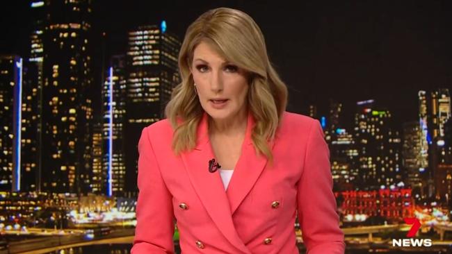 Channel 7 Brisbane newsreader Sharyn Ghidella reading her final news bulletin on July 9.