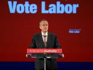 Opposition Leader Bill Shorten addressing the final week campaign rally. Picture: Kym Smith