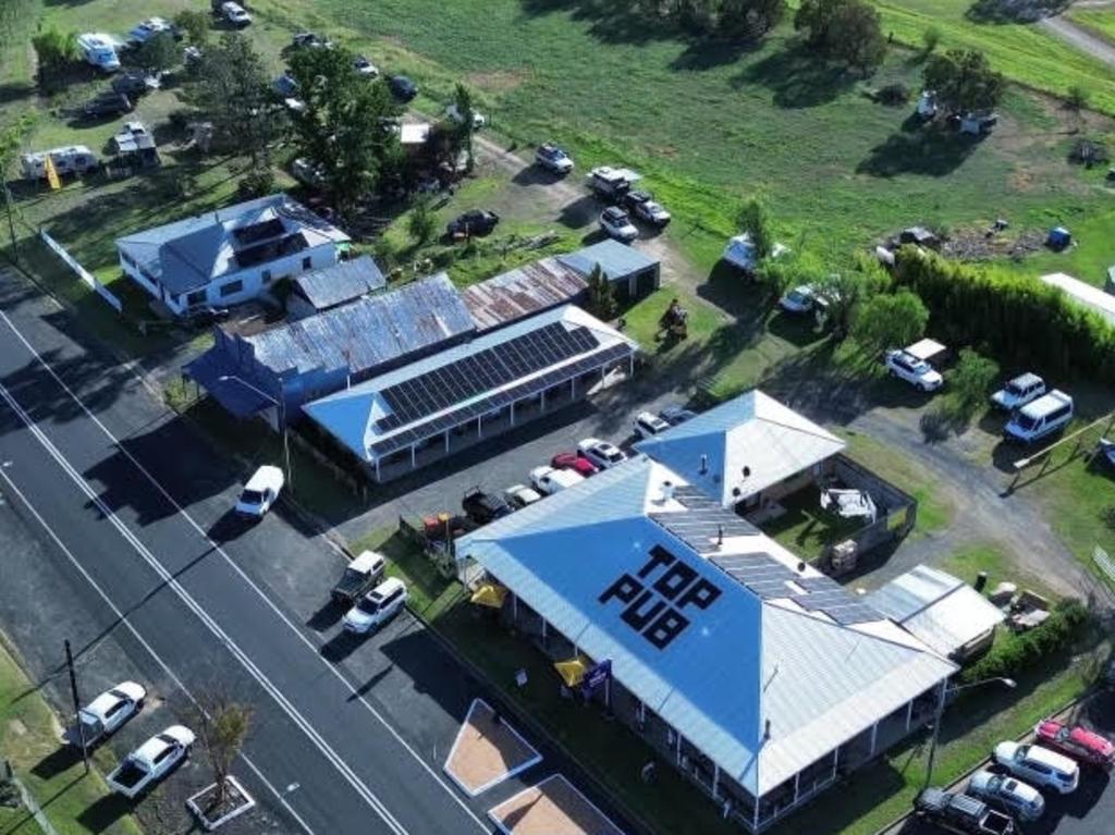 The Deepwater Hotel in northern NSW is facing legal action from the Glen Innes Sevren Council for allowing travellers to park overnight in self-contained caravans. Picture: Supplied