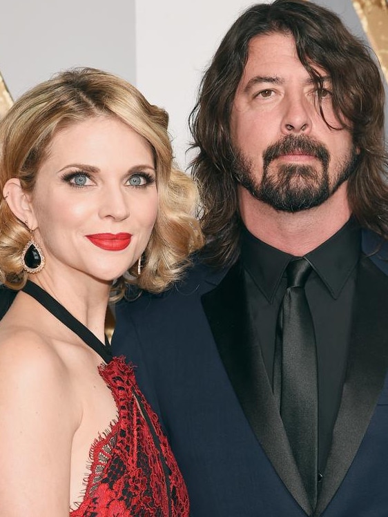 Musician Dave Grohl and wife Jordyn Blum. Picture: Kevork Djansezian/Getty Images