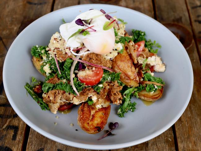 Kale and quinoa salad with beef brisket. Picture: Jenifer Jagielski