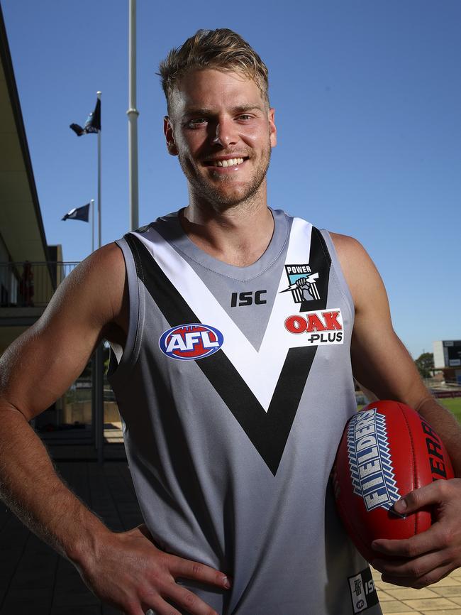 Jack Watts will captain Port Adelaide in his first competitive game for the club. Picture Sarah Reed