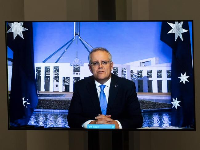 Mr Morrison has had to attend question time via videolink. Picture: Martin Ollman / NCA NewsWire