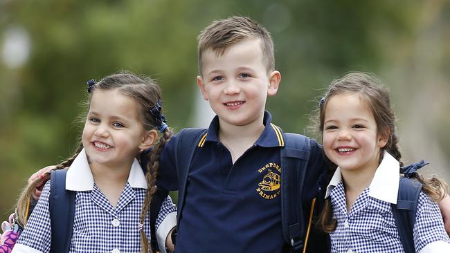 What age should you start kids ay prep. Three kids starting prep next year Alice 4, Tom 5 and Ruby 4 wearing their school uniform excited about starting school.    Picture: David Caird