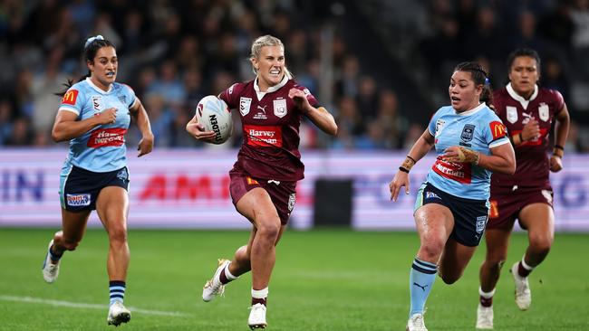 Shenae Ciesiolka of the Maroons breaks away during game one of the Women's State of Origin series between New South Wales and Queensland. Picture: Getty Images