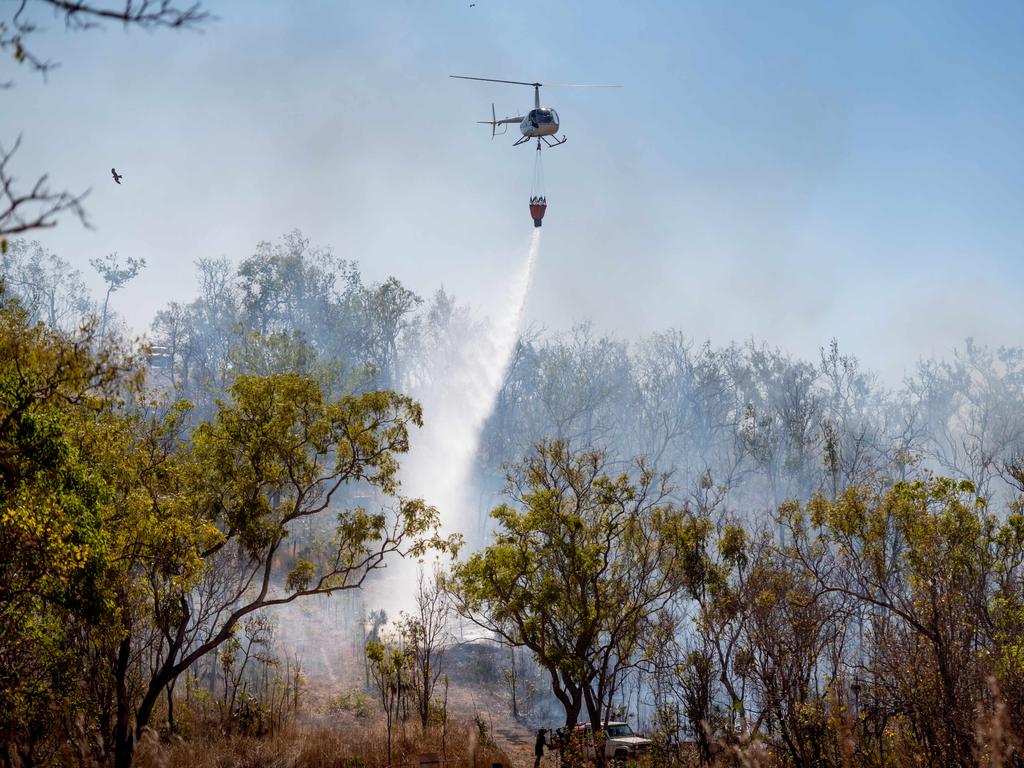 A bushfire threatens homes and properties in the idyllic Lake Bennett regio in late August. Multiple helicopters and volunteer firefighting units battled the blaze for two days. Picture: Che Chorley