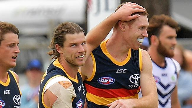 Bryce Gibbs and Tom Lynch were standouts in Adelaide’s win. Picture: Getty Images