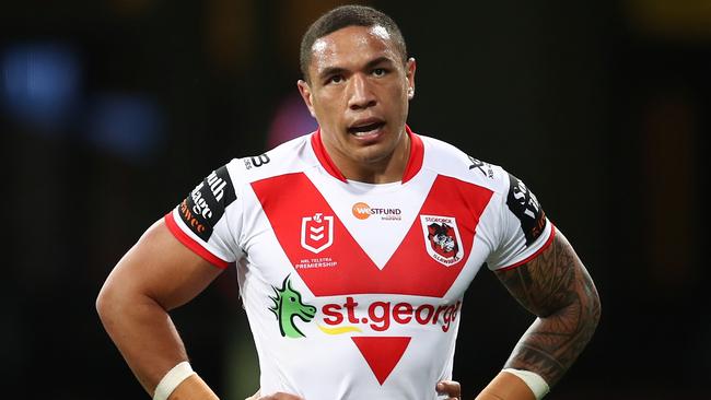 Tyson Frizell of the Dragons looks on during the Round 24 NRL match between the St George Illawarra Dragons and the Wests Tigers at the SCG in Sydney, Sunday, September 1, 2019. (AAP Image/Brendon Thorne) NO ARCHIVING, EDITORIAL USE ONLY