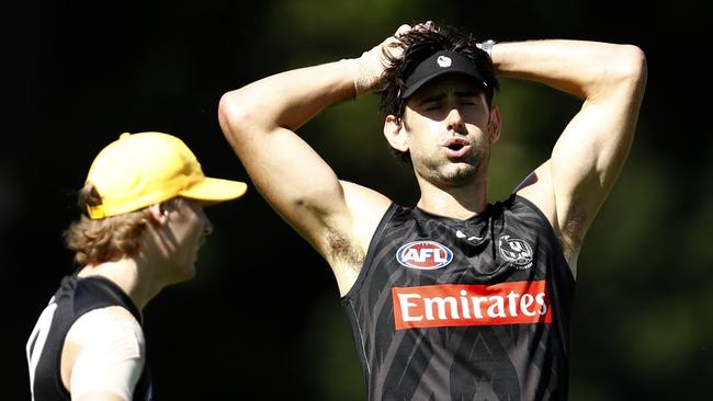 Brodie Grundy returned to Collingwood training three kilograms lighter. Picture: Darrian Traynor/Getty Images