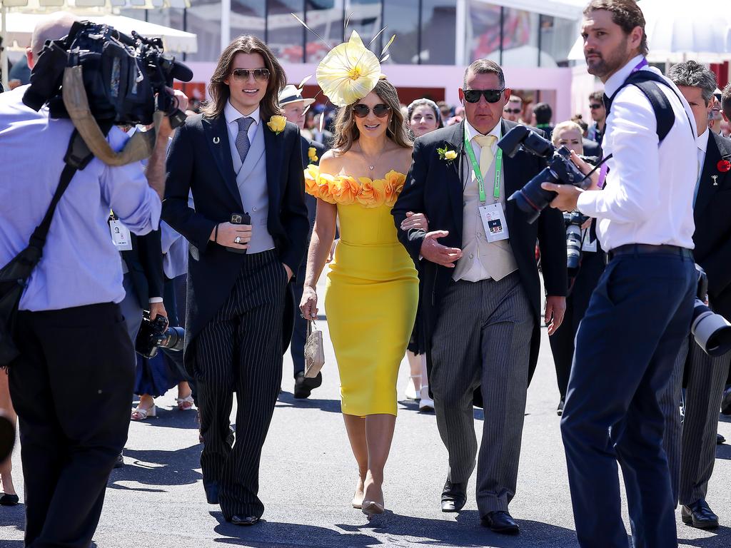 Liz Hurley and her son Damian looking radiant as they make an appearance in The Birdcage. Picture: NewsWire/Ian Currie