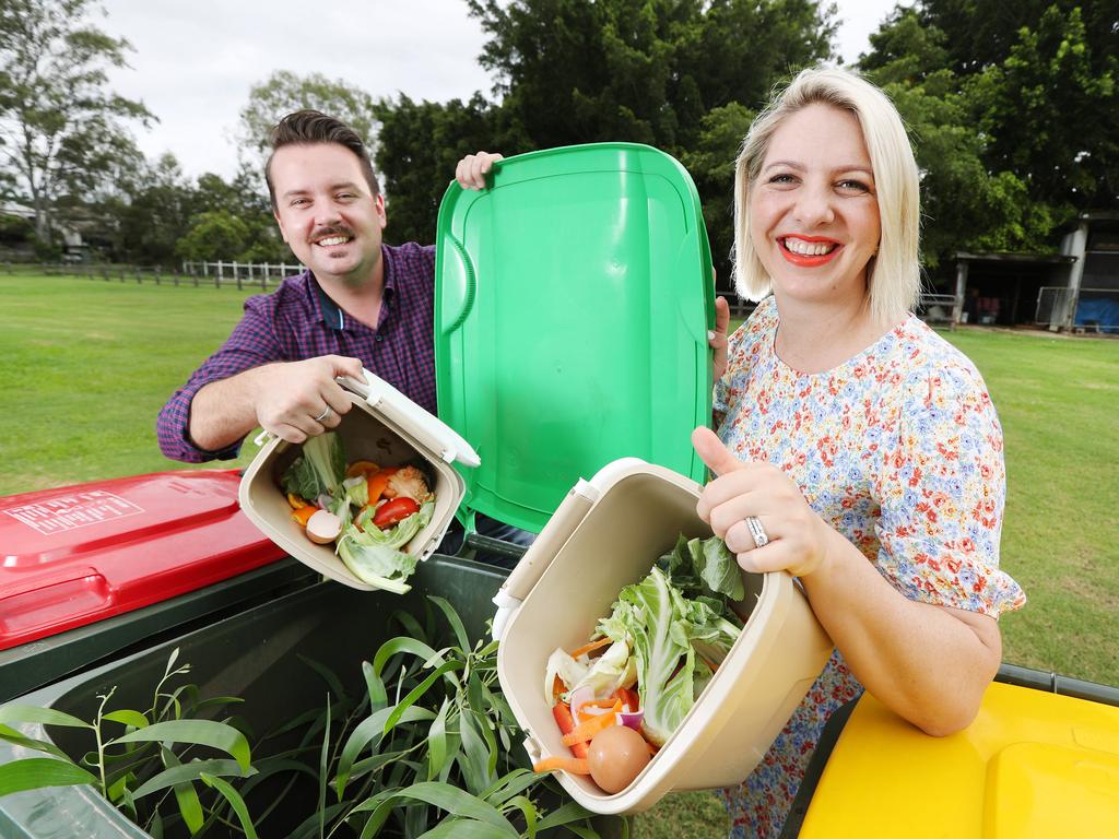 Labor councillors Jared Cassidy and Kara Cook will launch a new policy to include food scraps in green bins. Pics Tara Croser.