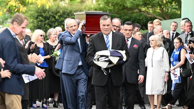 Ron Joseph’s funeral service was held at Trinity Grammar. Picture: Tony Gough