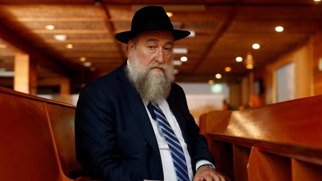 ‘We will not back down of our pride of who we are as Jews,’ says Rabbi Nochum Schapiro at Chabad North Shore Synagogue in Sydney. Picture: Nikki Short