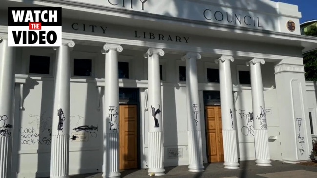 Cairns City Library covered in graffiti overnight