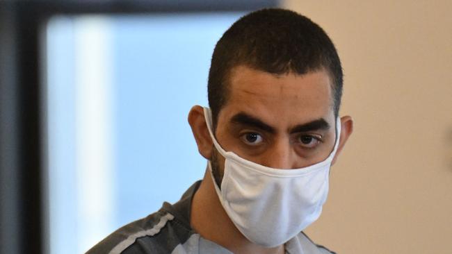 Hadi Matar, the man accused in the attempted murder of Salman Rushdie, appears in court in August. Picture: AFP