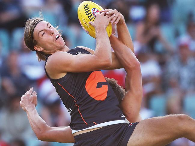 Will Setterfield in action for the Giants in the 2018 pre-season.