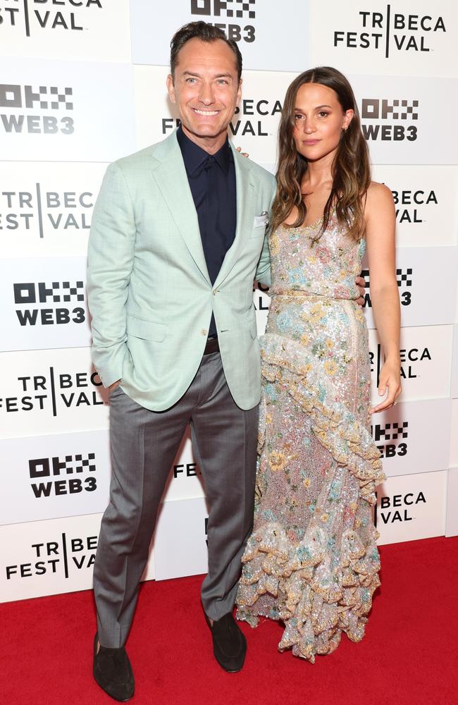 Law and Vikander at the <i>Firebrand</i> premiere in NYC on Tuesday. Picture: Dia Dipasupil/Getty Images for Tribeca Festival