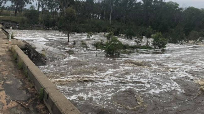 Water flowing into Leslie Dam near Warwick. Picture: Warwick Tackle and Tusk