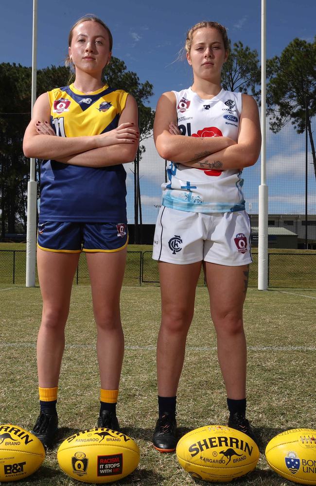 Coorparoo Kings AFL player Chelsea Winn (right). Picture Glenn Hampson