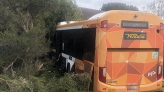 Police said the bus continued through another boundary fence and caused extensive structural damage to a second property. Picture: VICSES supplied via NCA NewsWire