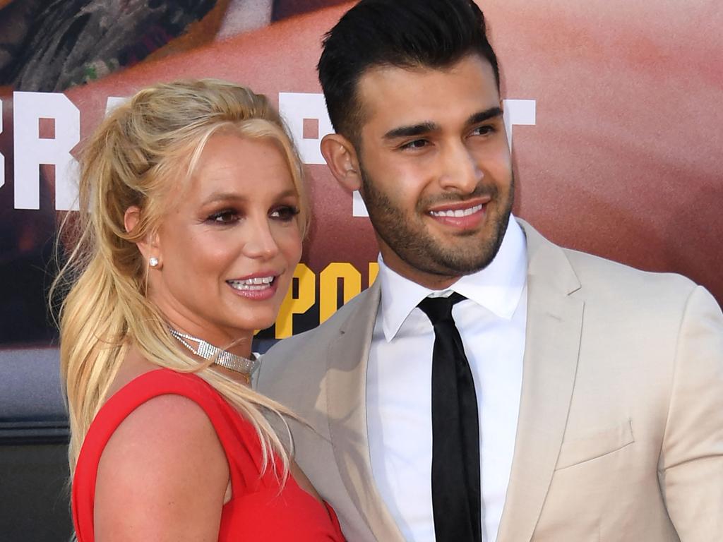 Britney Spears and Sam Asghari arrive for the premiere of Sony Pictures' Once Upon a Time … in Hollywood at the TCL Chinese Theatre in Hollywood, California on July 22, 2019. (Photo by VALERIE MACON / AFP)