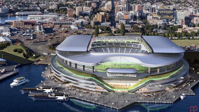 Artists impression of the new AFL Hobart stadium at Regatta Point in relation to a Tasmania's bid for an AFL team.    Picture: Philip Lighton Architects