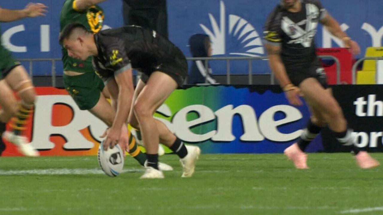 Joseph Manu was ruled to have knocked on in the lead-up to a potential try.