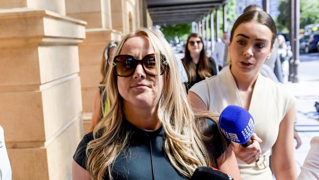 Raina Jane Cruise appears at Adelaide court for her assault upon a pregnant police officer. Picture: Roy VanDerVegt,