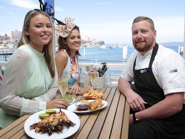 Georgie Catheis, 18, Camilla Cotrim, 30, and Head chef Patrick Friesen at Papi Chulo on Manly Wharf.