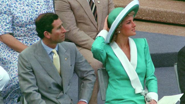 Prince Charles of Wales and Lady Diana, Princess of Wales, attend the celebrations of the Australian Bicentenary, on January 26, 1988 in Sydney. Picture: AFP