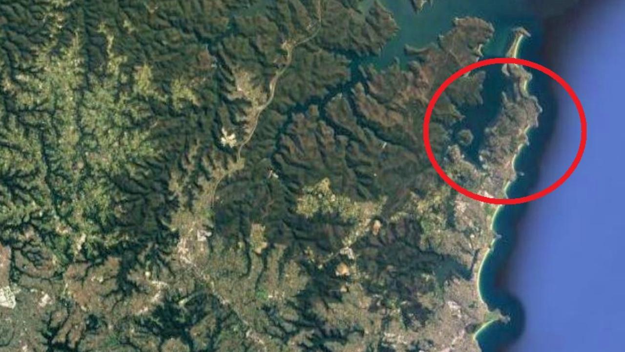 An aerial view shows not only that the COVID hotspot area is on a peninsula, but also that national parks separate it from much of the rest of Sydney’s north. Picture: Google Maps
