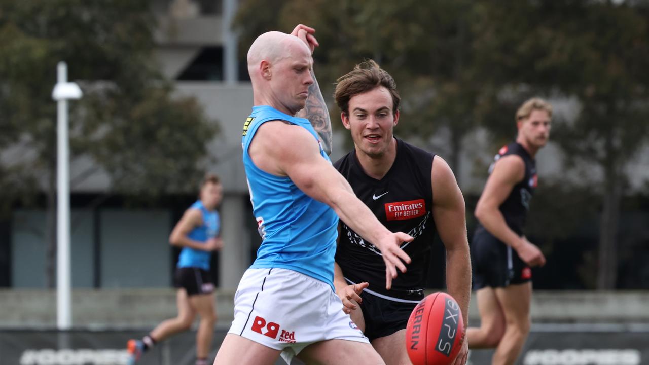 Zak Jones during a practice match against Collingwood on the weekend. Picture: Ian Currie