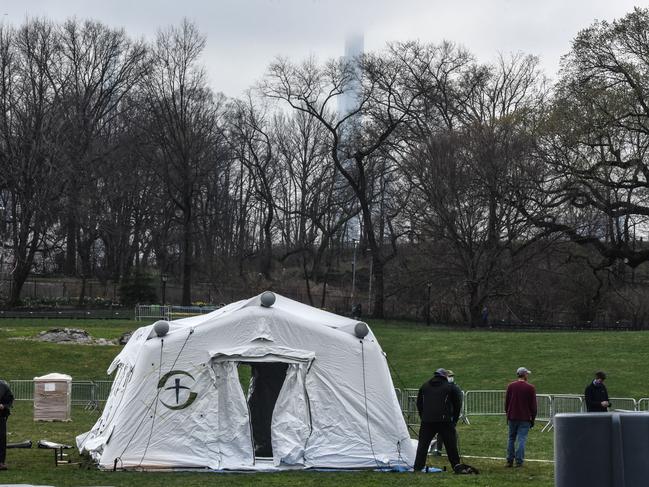 An emergency field hospital set up in Central Park last year to aid during the COVID pandemic. Picture: Getty Images/AFP